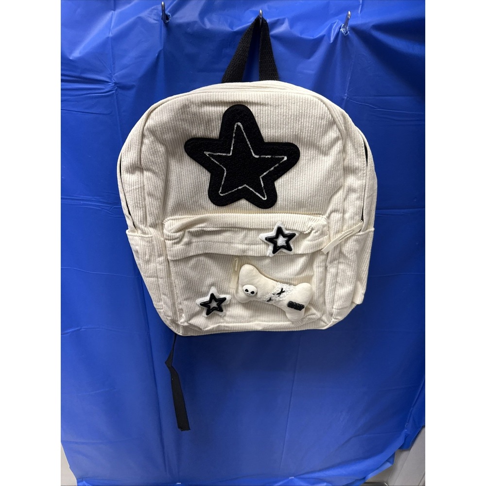 Corduroy School Backpack for Teens Girl Y2K Star Large Casual Travel Rucksack